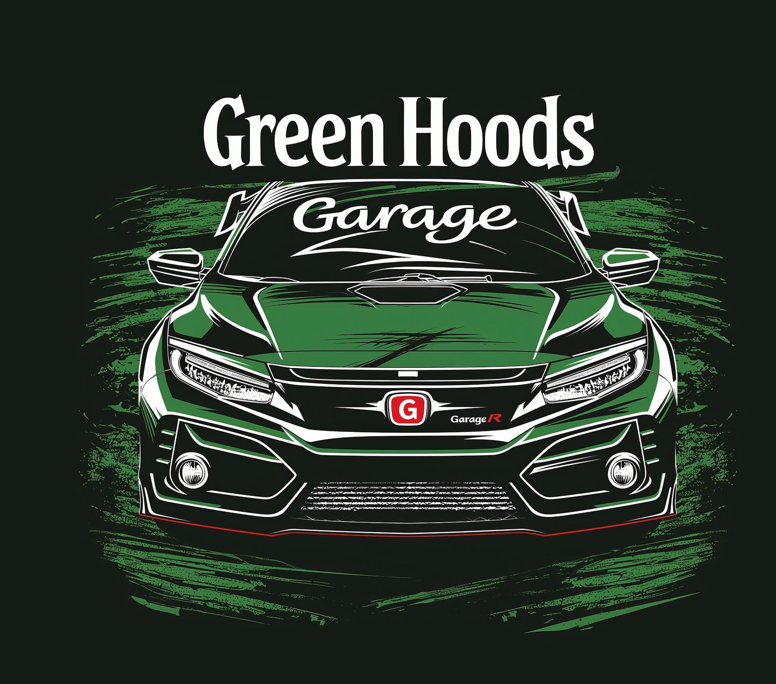 Car being worked on inside the Greenhoods Garage workshop